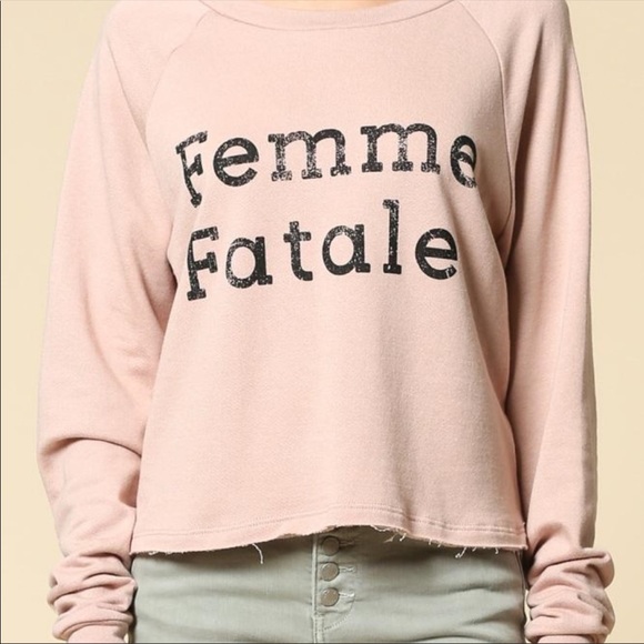 Pink Femme Fatale Cropped Sweatshirt - Picture 2 of 3